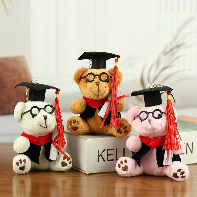 Adorable Graduation Teddy Bear Plush Toy With Glasses And Short Plush Material