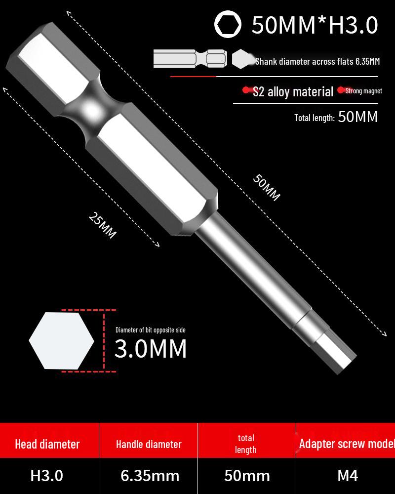 Hexagonal Screwdriver Bit Extension for Electric and Air Screwdrivers