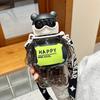 800ml Sports Water Bottle With Straw Unglasses Bear Large Capacity Plastic Water Cup For Travel Portable Backpack Kettle