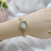 Korean Style Women's Oval Bracelet Watch - Colorful Stone, Versatile, Niche Fashion, Gold, High-End Feel