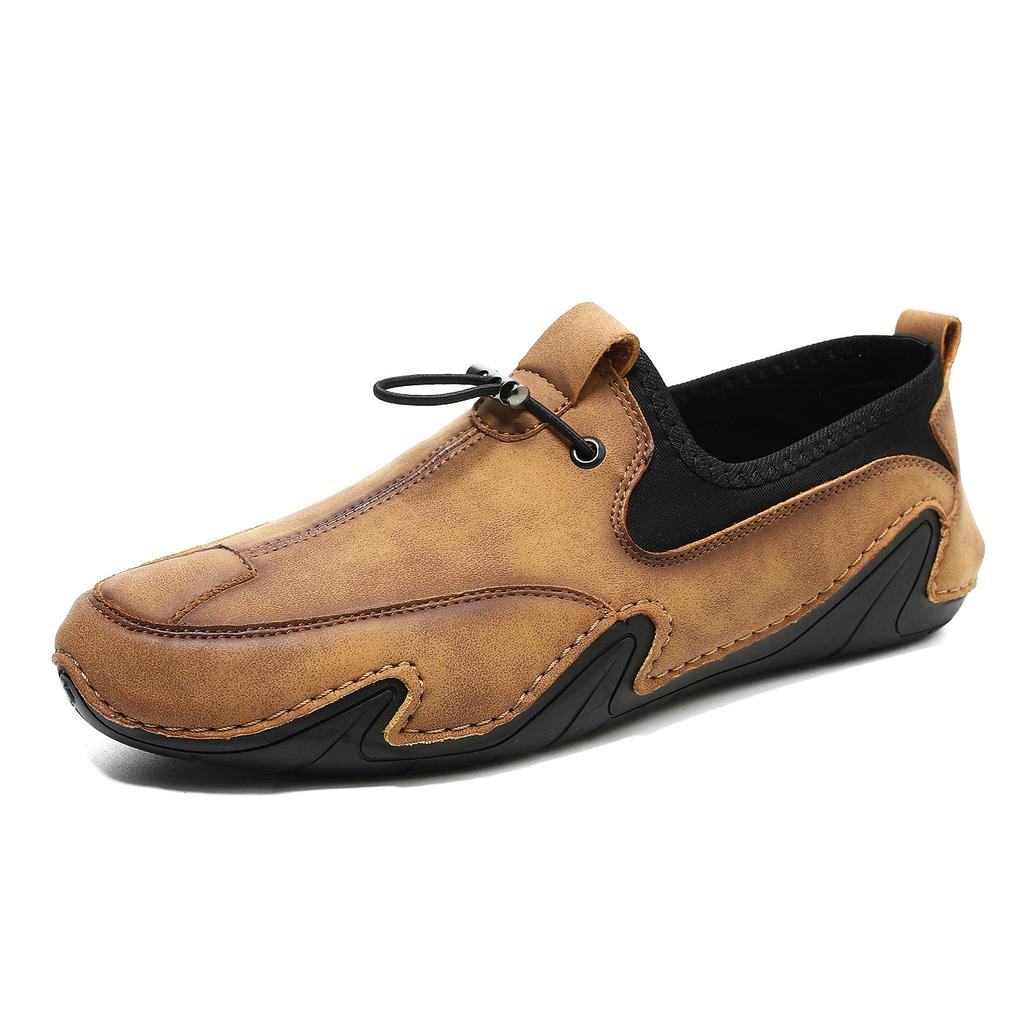 2025 men's beanie shoes casual leather shoes men's soft-soled octopus outdoor lace-up driving shoes men