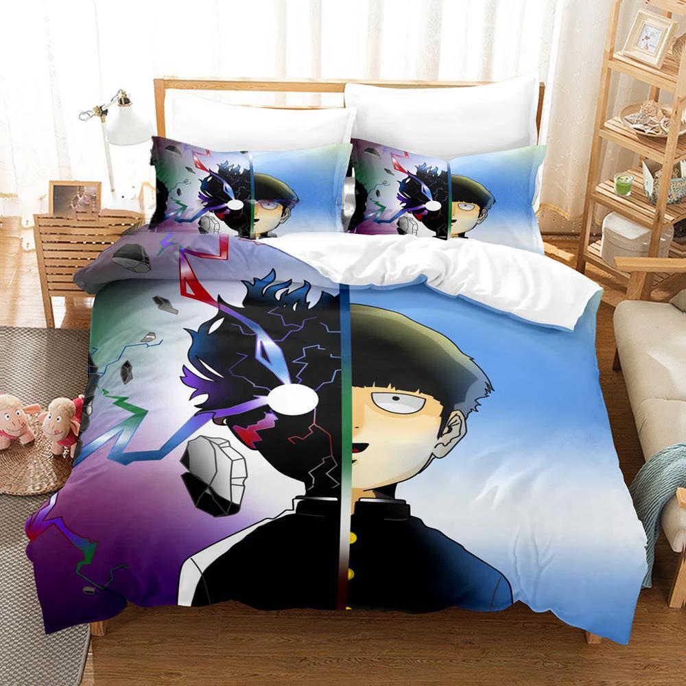 3D Printed Mob Psycho 100 Bedding Set Anime Kageyama Shigeo Duvet Cover Set Double Twin Full Queen King Adult Kids Quilt Cover