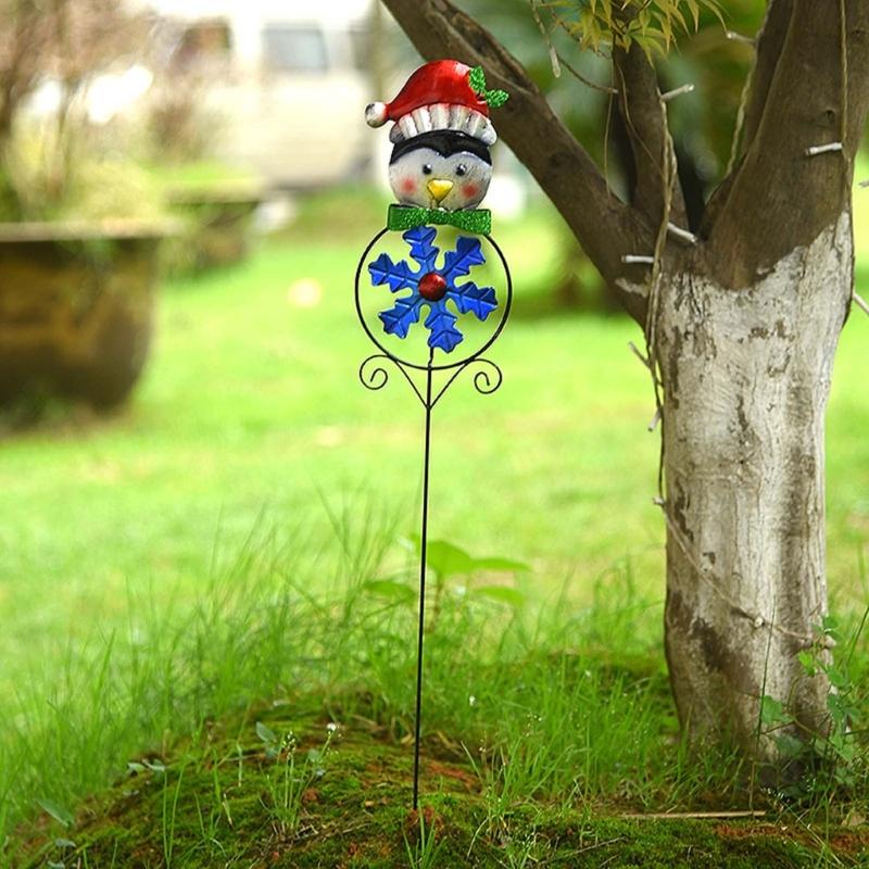 Christmas Metal Stake with Windmill Snowman Santa Garden Decor for Outdoor Decorations Yard Lawn Pathway Driveway Sign