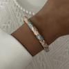 Colorful Metal Enamel Flower Bracelet For Women Ethnic Style Inlaid Zircon Floral Leaves Pattern Bangle Party Wedding Jewelry