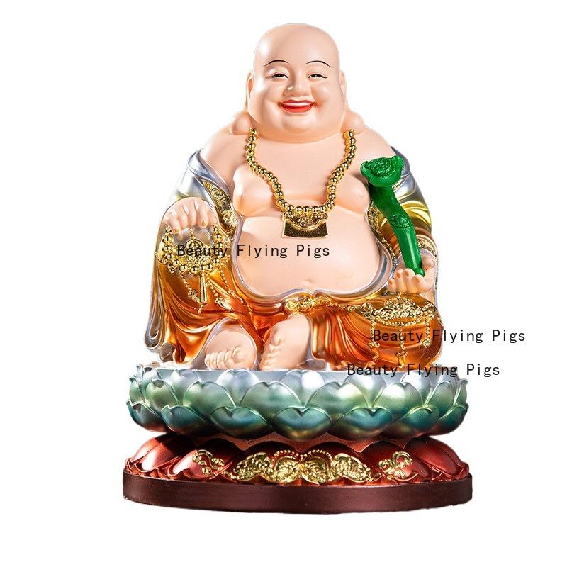 Harz Maitreya Buddha Statue Chinesischer Stil Buddha Statue Ornament Haushalt Verehrte Statue Heimdekoration Wohnzimmer Dekoration
