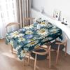 Blue White Flower Printed TableclothFresh Floral Design for Home Dining Decor (Round/Rectangle) 120x365cm