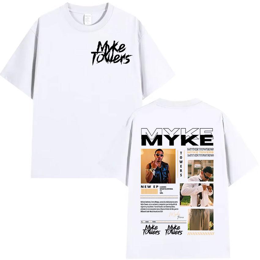 Rapper MYKE TOWERS Album 2025 Retro Graphic T Shirts Mens Hip Hop Pop Music Clothing Tshirt Man 100 Cotton Short Sleeve Tees