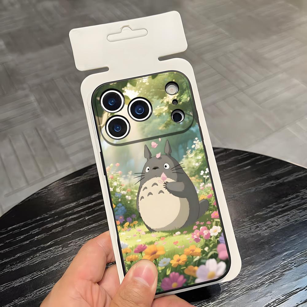 Cartoon T-Totoros Phone Case For IPhone 17 Air 16 E Pro Max 15 14 13 Mini 12 Pro 11 Max Plus Black Soft Shell