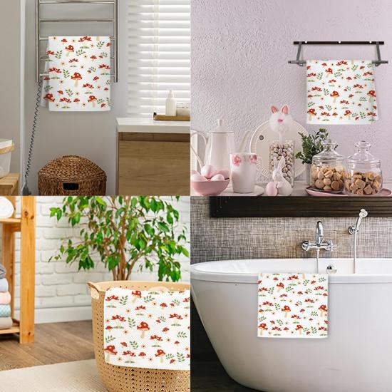 JINYO Mushroom Kitchen Towels, Red Mushroom Decorative Hand Towels for Bathroom, Cottagecore Mushroom Dish Towels Tea Towels for Kitchen, Mushroom