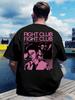 A Short-Sleeved Round-Neck T-shirt Featuring a Vintage Rock Band Print On The Back