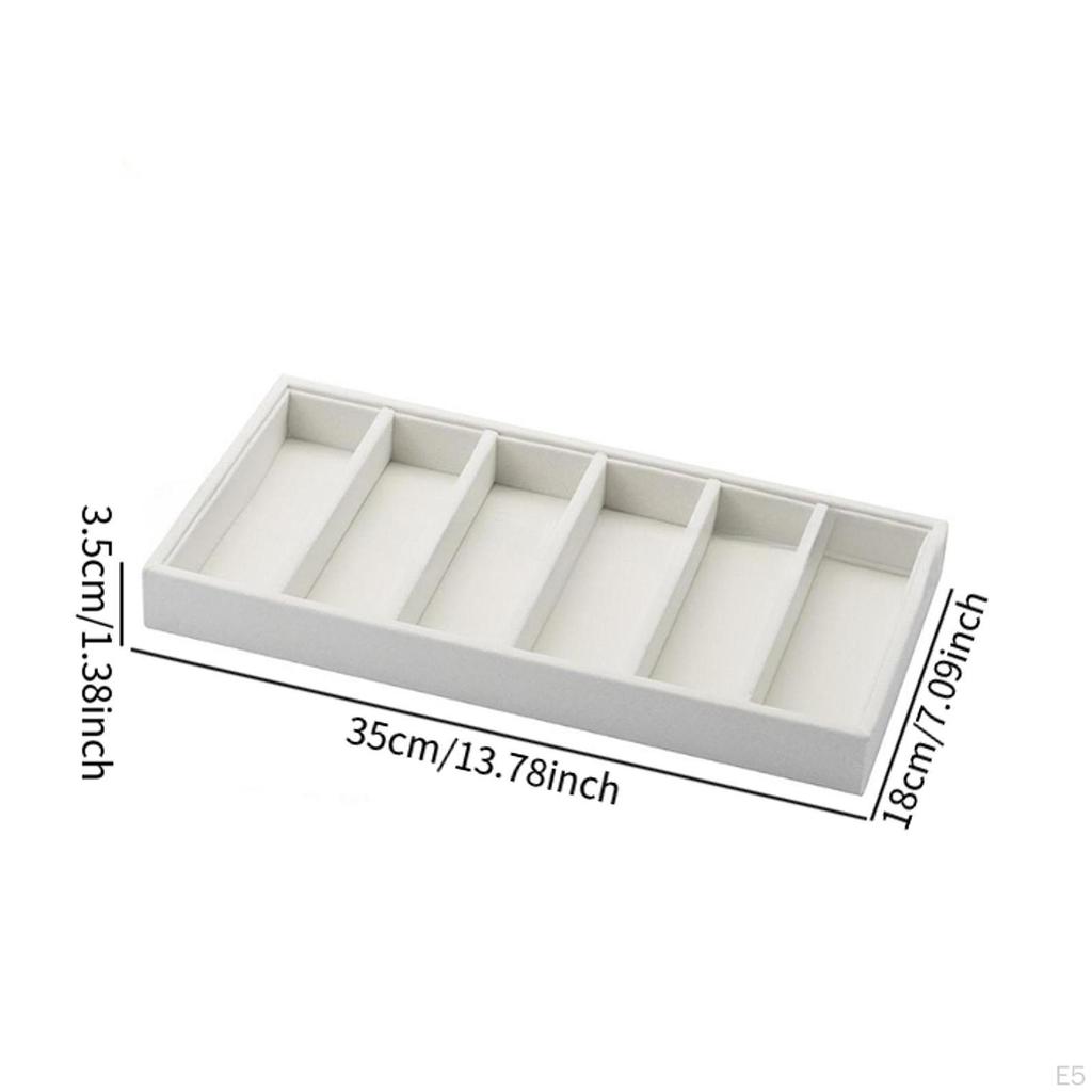 Eyeglass Display Tray, Frame Storage Box with Compartments, Velvet MDF, Secure for Valets,