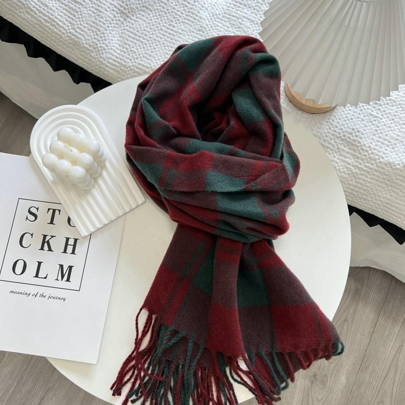 Houndstooth Checked Scarf Imitate Cashmere Shawl Lady Winter Wrap Tassel Scarves Warm Knitted Scarves For Women