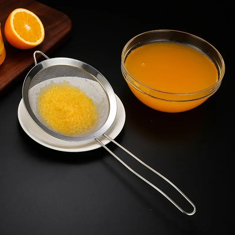 3pcs Stainless Steel Fine Mesh Strainer With Sturdy Handle And Hook, Colander Sifter For Juice Soy Milk, Kitchen Tools