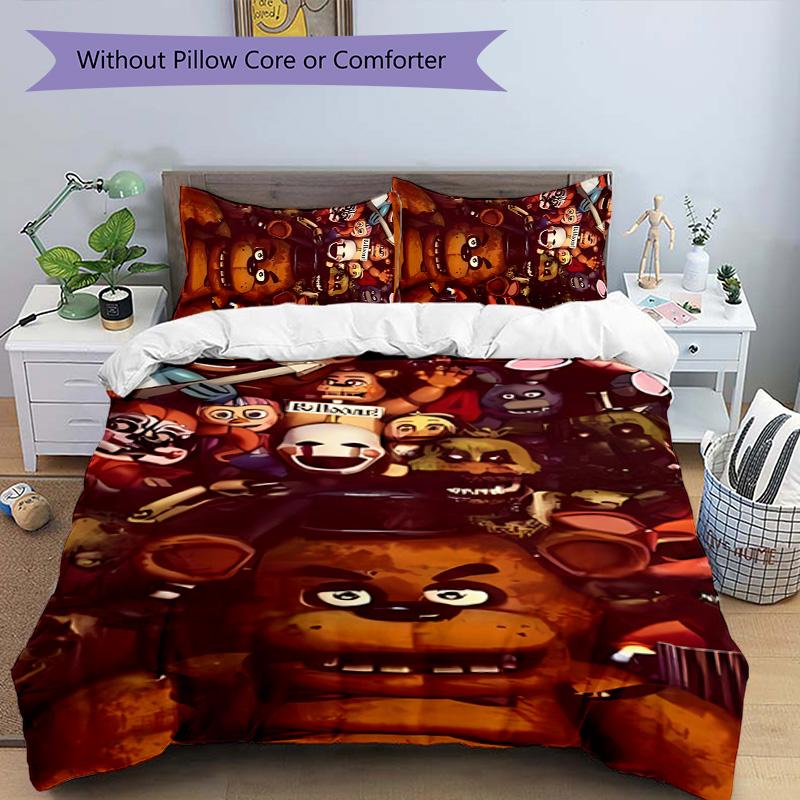 3pcs Five Nights At Freddy's3 Pattern Bedding Set Duvet Cover Set Includes Duvet Cover &pillowcases, Perfect All Season Bedroom Decoration & Gift