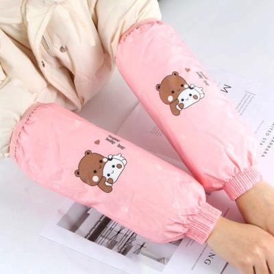 1 Pair of Anti-fouling Sleeve Cover Waterproof Cute Cartoon Pattern Dirty Resistant Protective Cuff Design Dirt-proof Hand Sleeves