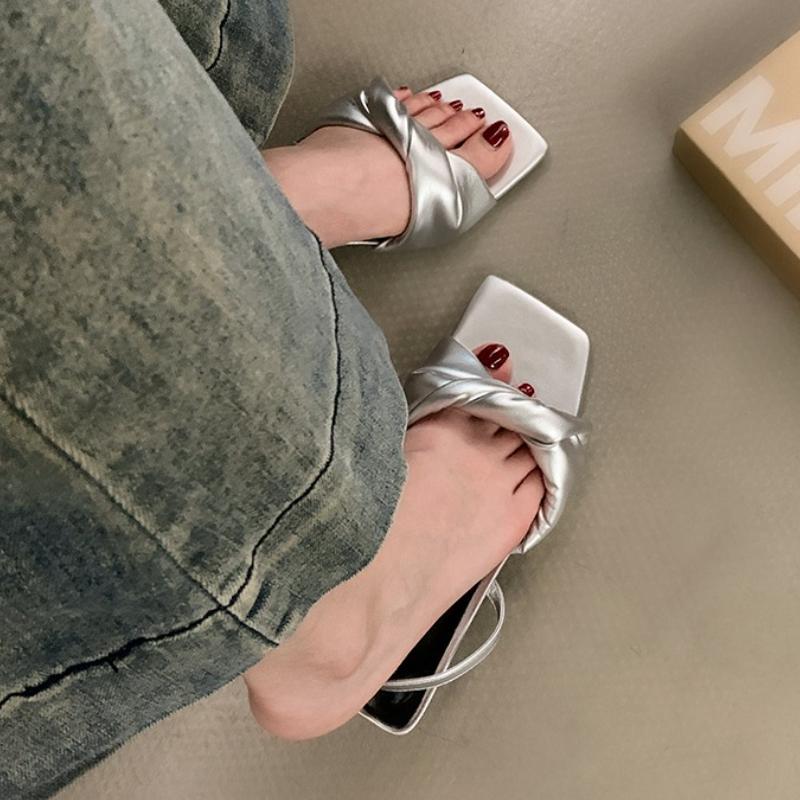 Fashion Summer New Slippers Comfortable Ladies High-heeled Sandals French Elegant Half Slipper Fashion Women's Slippers Zapatos Mujer