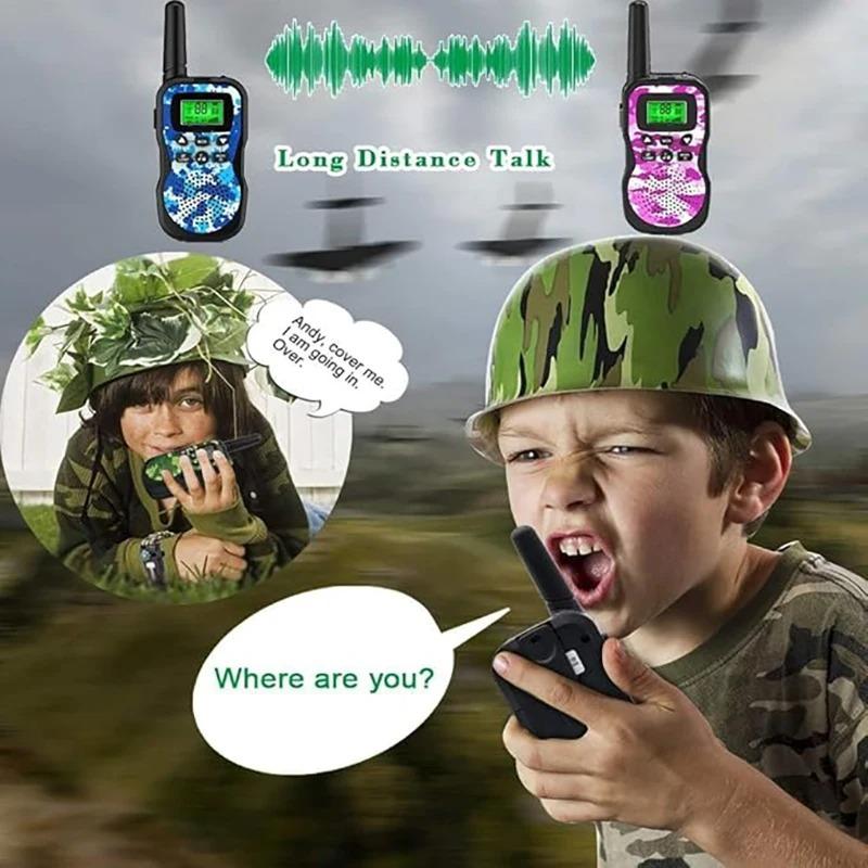 Confezione da 2 Walkie Talkie per Bambini con Torcia e Schermo LCD, Portata Lunga 3 Miglia, Perfetti per Avventure all'Aperto, Campeggio ed Escursionismo