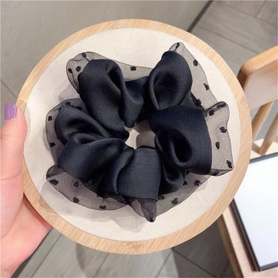 Schwarze Chiffon Scrunchies Damen Mesh Elastische Haarbänder Seil Koreanische Mädchen Pferdeschwanz Haargummi Mode Haaraccessoires