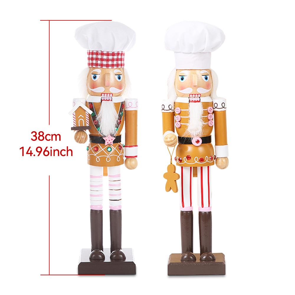 35cm/38cm Weihnachtsnussknacker Holz-Lebkuchenmann-Marionette Kreative Keks-Puppe Handwerkskunst Feiertagsgeschenk Haus-Büro-Dekoration