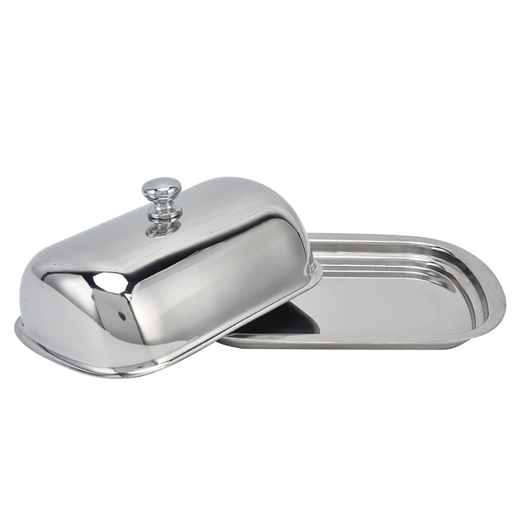 Stainless Steel Butter Dish HighGloss Dessert Bread Cheese Cake Box Food Storage Box with Lid