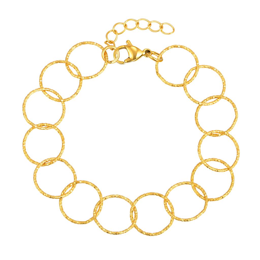 Women'S Jewelry Stainless Steel Embossed Interlocking Gold Bracelet Simple Jewelry Br-2482