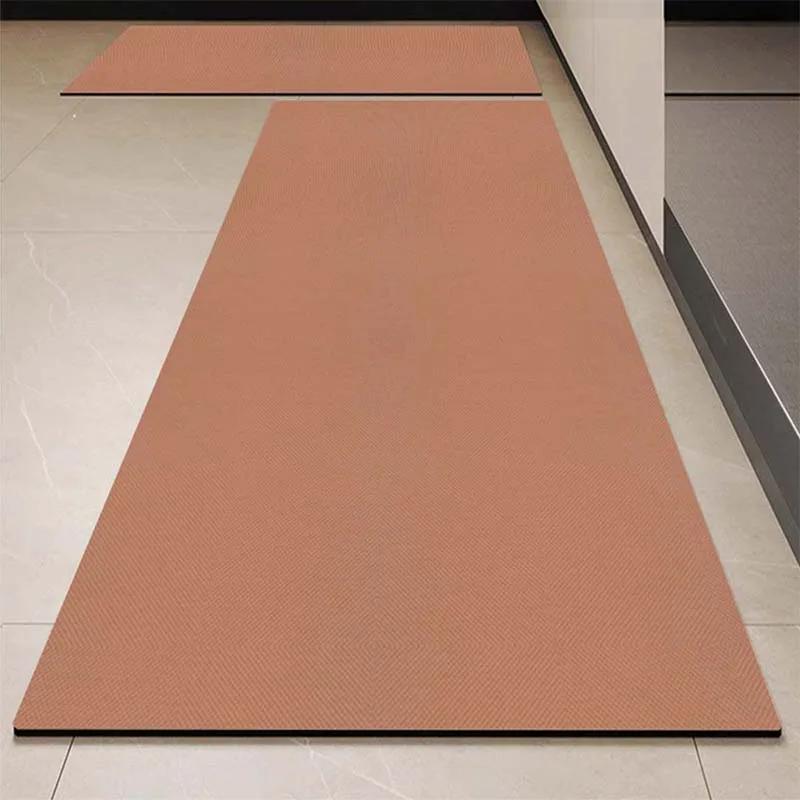 Black PVC Floor Mat for Kitchen, Waterproof, Oil-proof, Leather Carpet, Non-slip Area, Long Rugs, Monochromatic, Fit for Kitchen