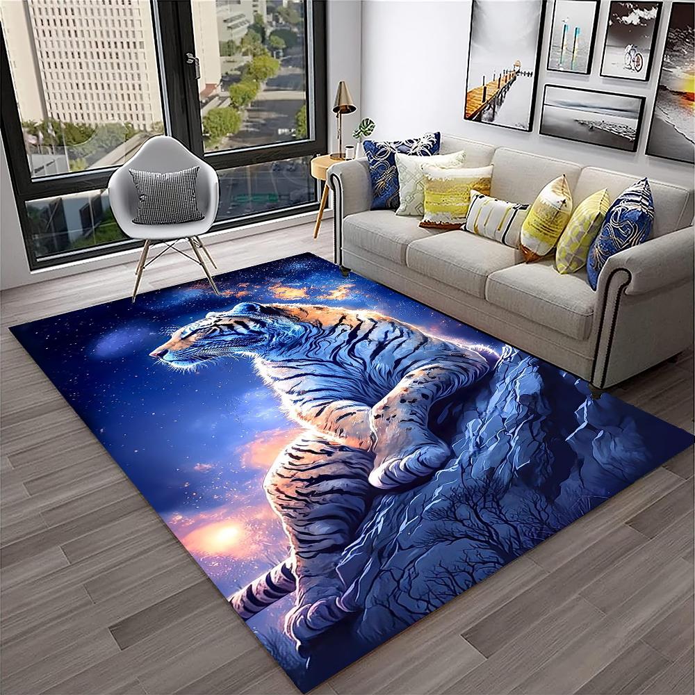 3D Dream Tiger Animal Cartoon Carpet Rug for Home Living Room Bedroom Sofa Doormat Decor,Child Play Area Rug Non-slip Floor Mat
