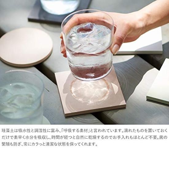 Soil Diatomaceous Earth Large Set of 2 of the Same D343 WH Coaster, Circle, Color, White,