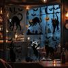 Indoor Seasonal Glass Art 6 Sheets/Set Black Cat Window Stickers, Adhesive Free Static Clings, No Residue Holiday Decorations Halloween Bat