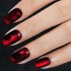 24-Piece Black-Red Irregular Cat Eye Press-On Nails with Sparkling Design