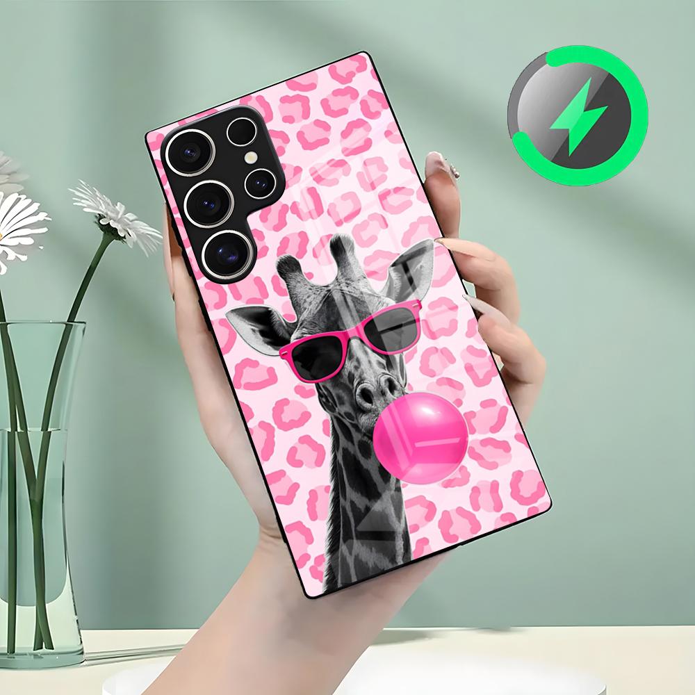 Giraffe Illustration Phone Case For Samsung S26 S25 S24 S23 S22 S21 S20 Edge Ultra Plus FE For Magsafe Glass Case