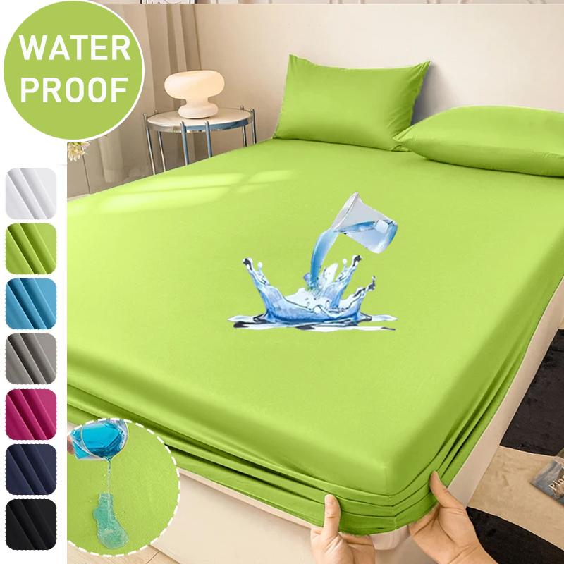 8 Colors, 9 Sizes Waterproof Bedsheet Comfortable Fitted Sheets for All Seasons Perfect for King Beds Soft Bedding Smooth Texture Mattress Protector