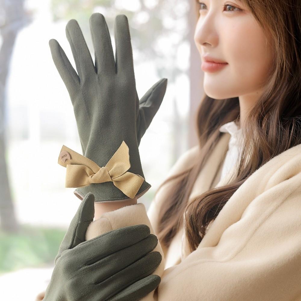 Soft Women Anti-cold Mittens Plush Windproof Finger Mittens 2 Finger Flip Gloves Cycling