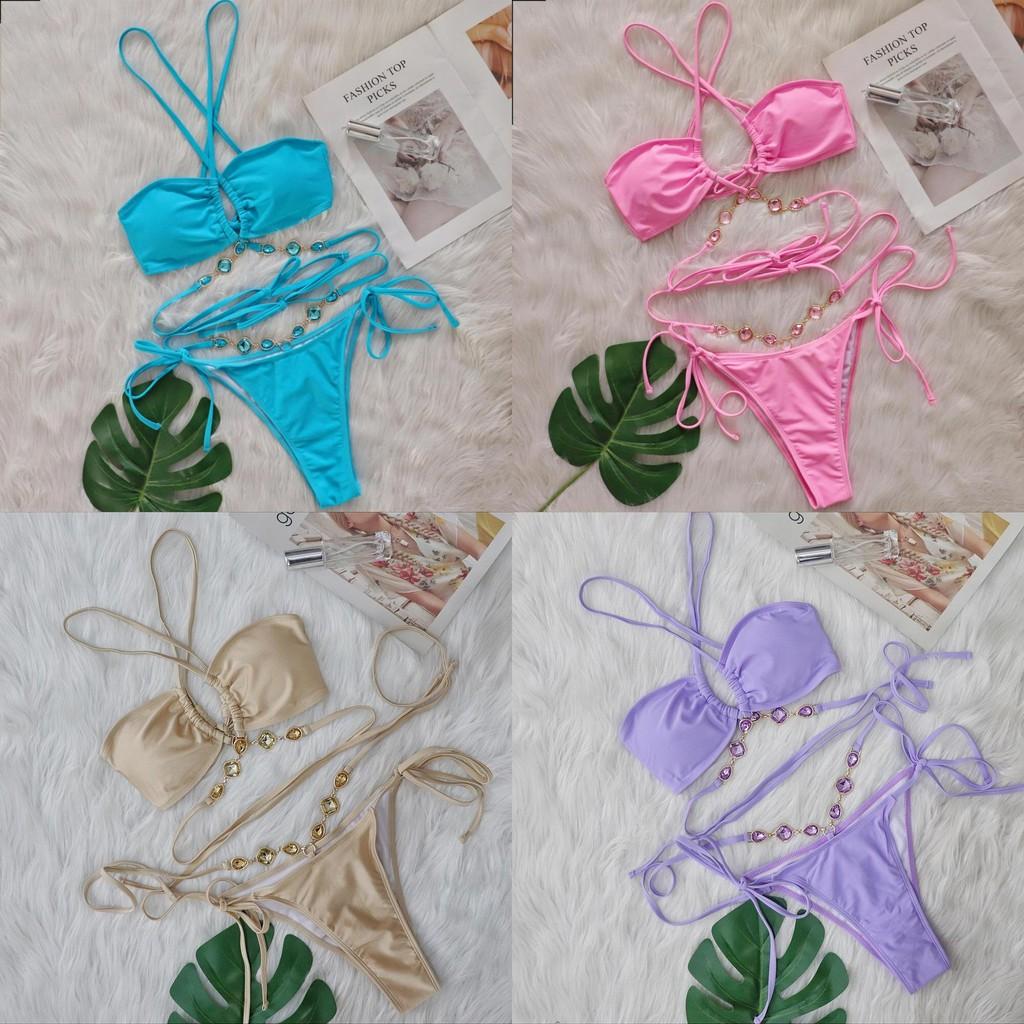 Sexy Bikini With Cross Tie Straps For Beach Swimwear Sexy Womens Swimsuit For Vacation
