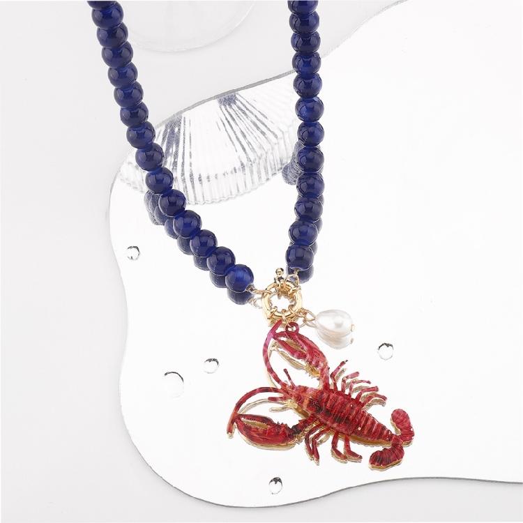 Playful Red Lobster Design Necklace Use Friendly Alloy Enamel Jewelry Lightweight Accessory For Holidays Or Everyday Use
