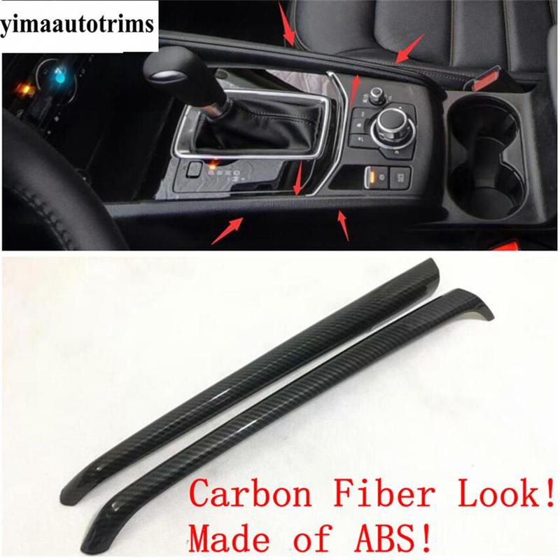 Car Central Control Gear Shift Box Panel Strip Decoration Cover Trim For Mazda CX-5 CX5 2017 - 2024 ABS Carbon Fiber Accessories