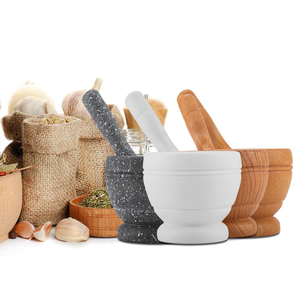 1PC Manual Plastic Mortar Pestle Set Garlic Grinder for Spices Herbs Mortar Pestle Nuts Non Slip Grinding Bowl Kitchen Tool
