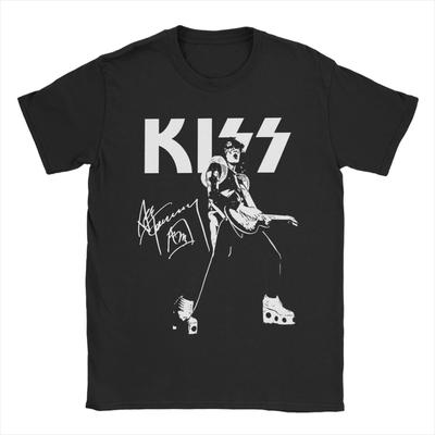 Ace Frehley Gitarzysta Koszulki Męskie Bawełniane Hipster Koszulka Okrągły Dekolt Koszulki Krótki Rękaw Topy Graficzne