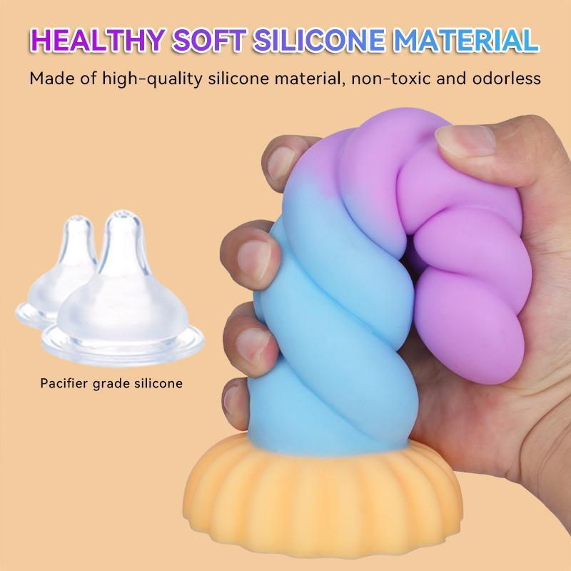 Bunter weicher Dildo mit starken Saugnäpfen, weicher realistischer Anfängergebrauch, Analplug, weibliches Sexspielzeug