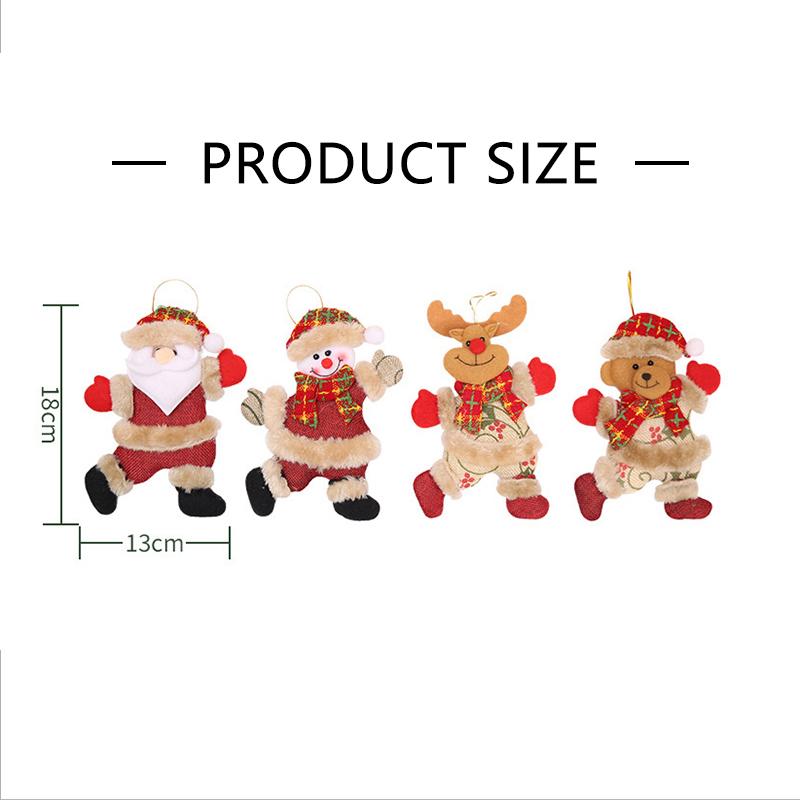4pcs Christmas Tree Doll Pendant Santa Claus Snowman Elk Little Bear Party Dressing Xmas Decoration Accessory Pendant 2024