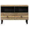 Vidaxl Szafka Pod Tv, Czarne, 70X33,5X46 Cm, Lite Surowe Drewno Mango