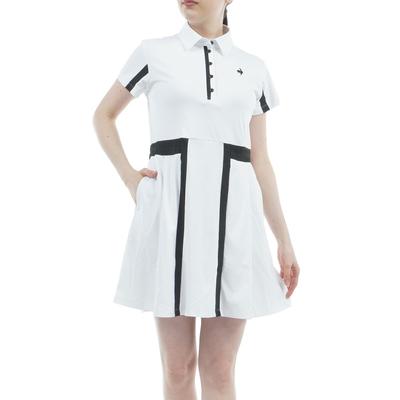 Coq Sportif Short Sweat Quick Stretch WH00 [Le Golf] Dress, Collared, Sleeve, Absorbent, Drying, Transparent, Golf, LG5SOP00L, Women's, (White)