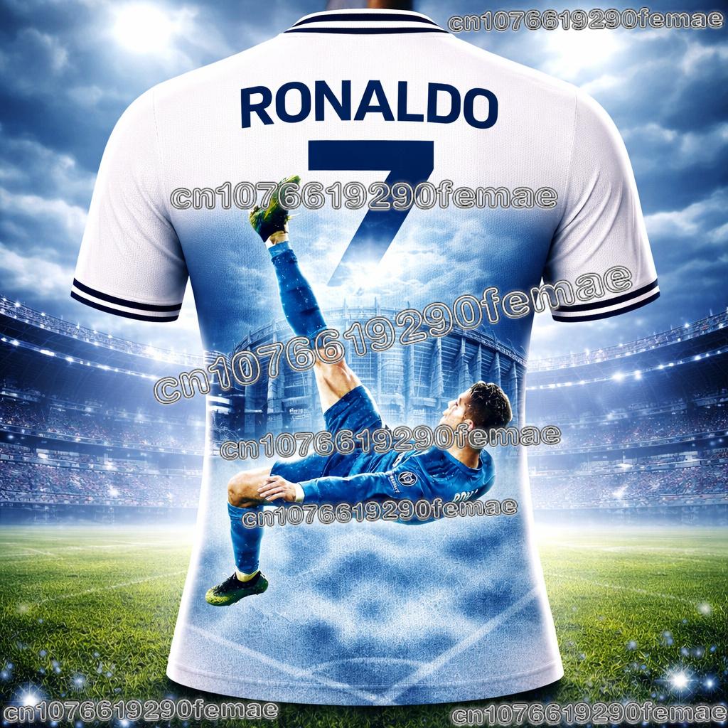 Ronaldo's Summer 3D Printed Family Wear Football Jersey T-shirt Is Loose and Comfortable Suitable for Outdoor Wear