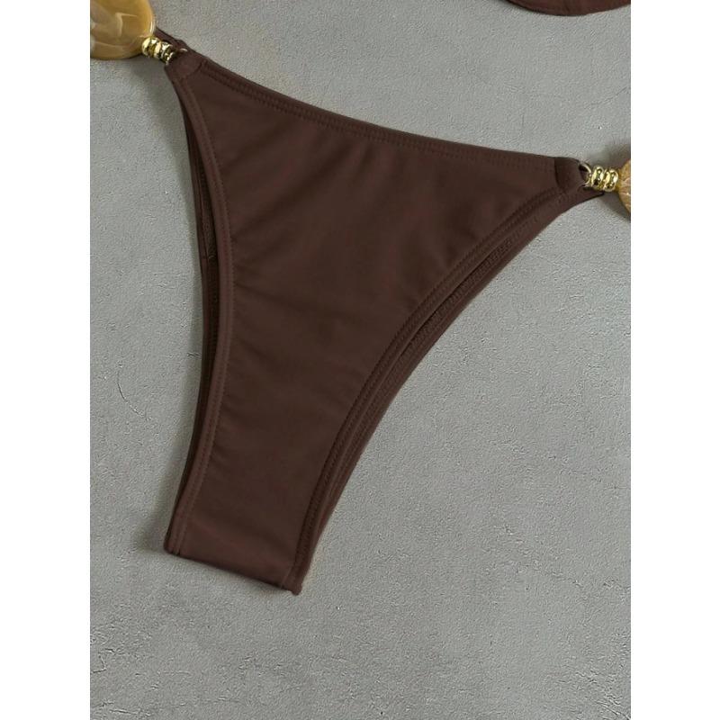 Damen S Sexy Neckholder Rückenfrei Unifarben Bikini-Set