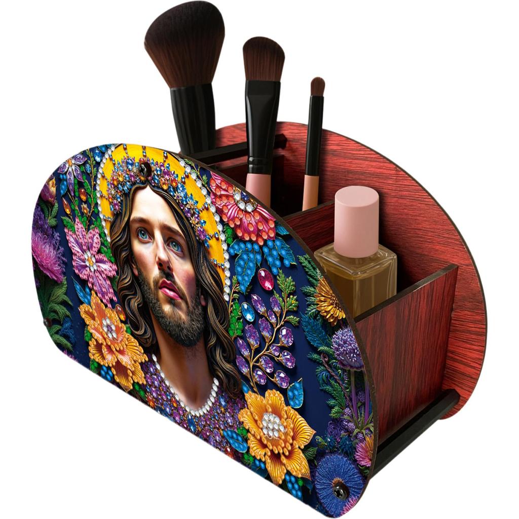 Completed Diamond Art Wooden Storage Box Handmade Storage Holder Case Makeup Brush Storage Box for Women Gifts Desktop Decor