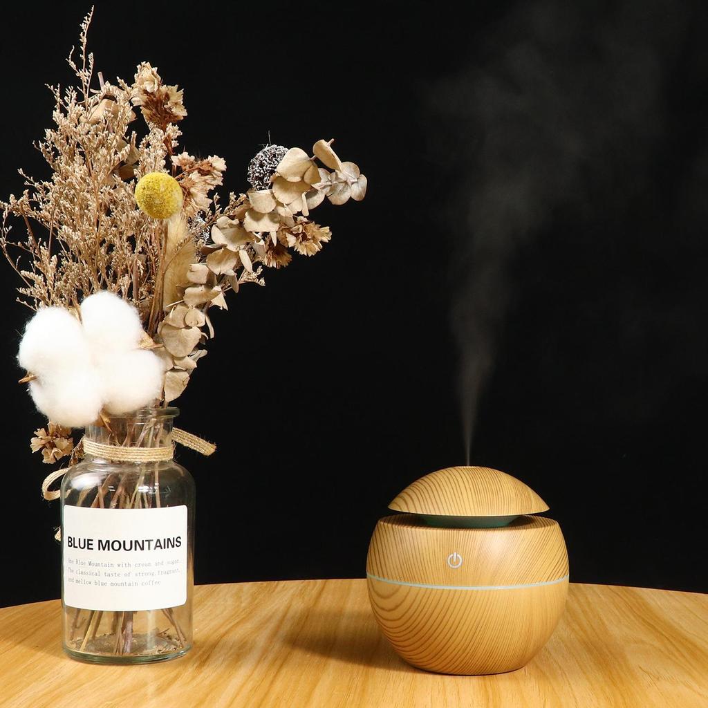 130ml Wood Grain USB Plug-in Humidifier for Home & Bedroom
