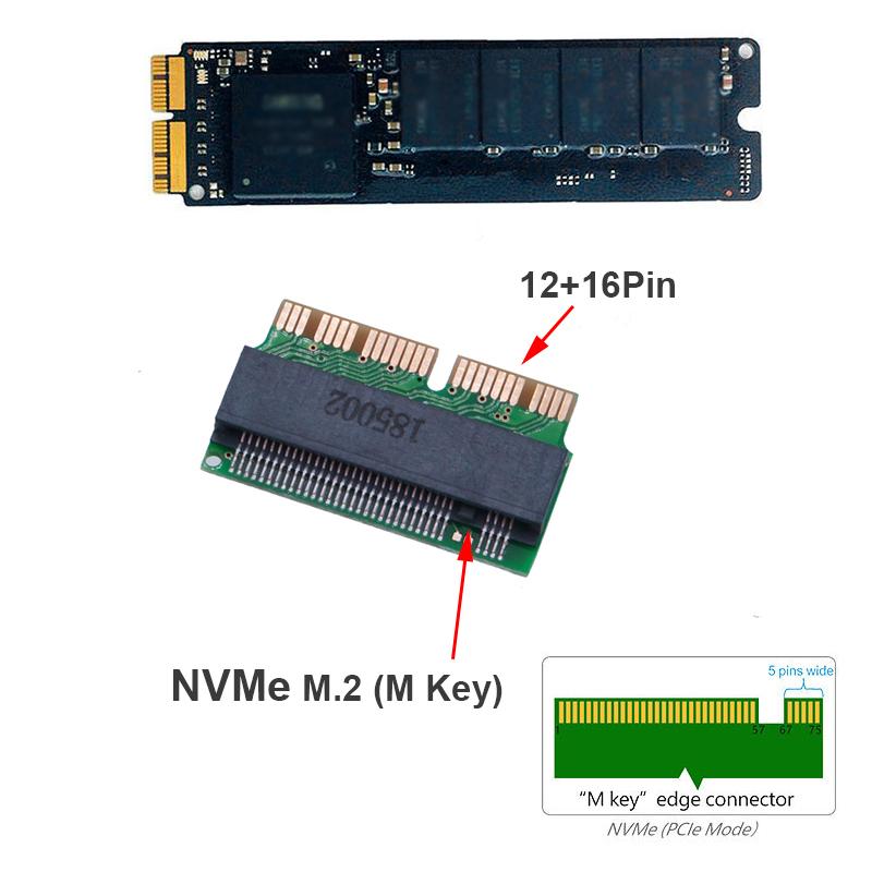 For Macbook SSD Adapter M.2 NVMe PCI-E M2 SSD Converter Card for Apple Macbook Air Pro 2013-2017  A1466 A1502