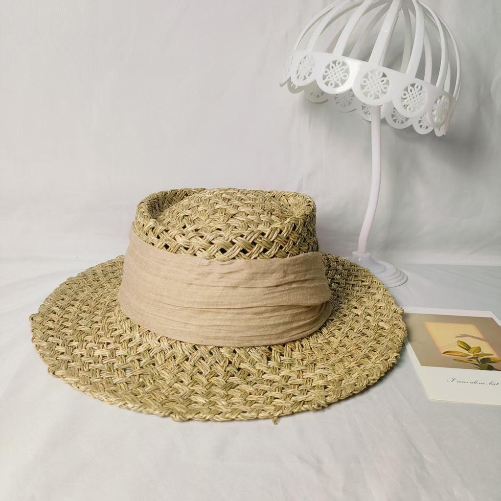 Internet celebrities ins wind French concave hat salmon woven straw hat travel vacation beach shade British top hat