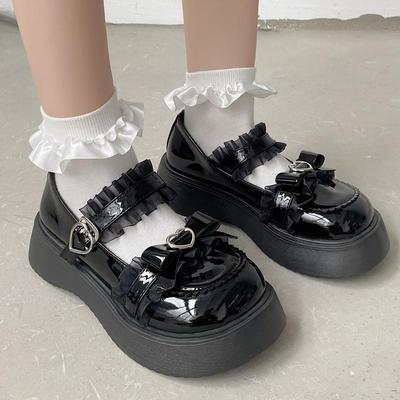 Chaussures Mary Jane à Plateforme Épaisses Rimocy pour Femmes Cuir Verni Lacets Sangle Cheville Escarpins Femme Blanc Chaussures Lolita Y2K