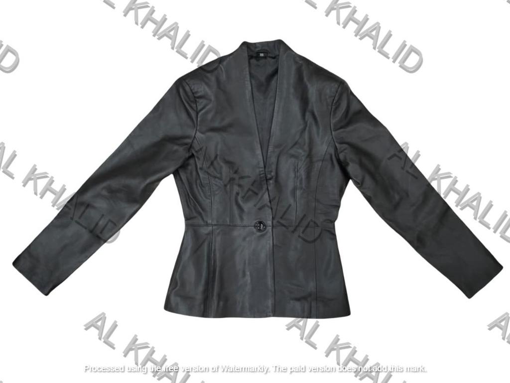 AL KHALID Stylish Button Women Black Classic Real Genuine Lambskin Leather Party Blazer